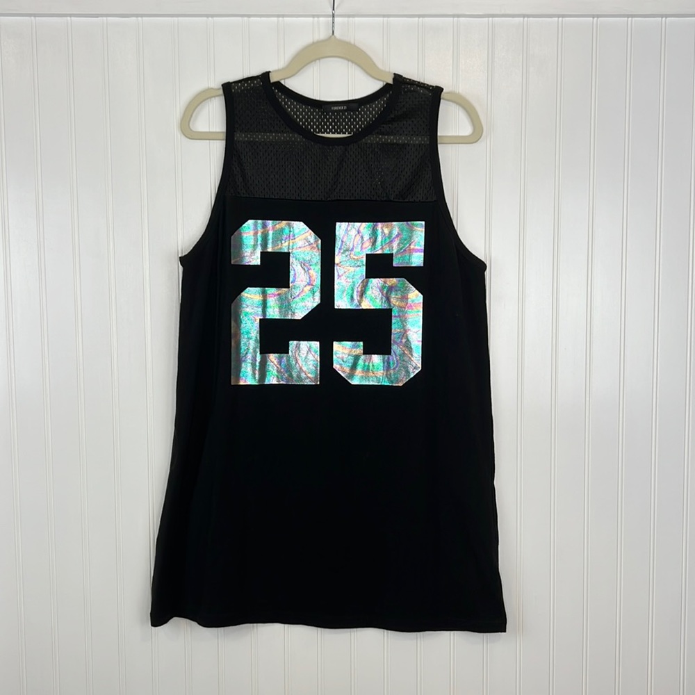 Forever 21 Black Tank 25 Mesh Detailing Large